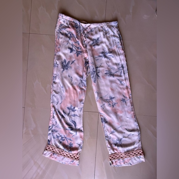 Wide Leg Palazzo Pants Pull On Snake Skin Print Floral M Pockets Elastic Tie - Picture 15 of 16